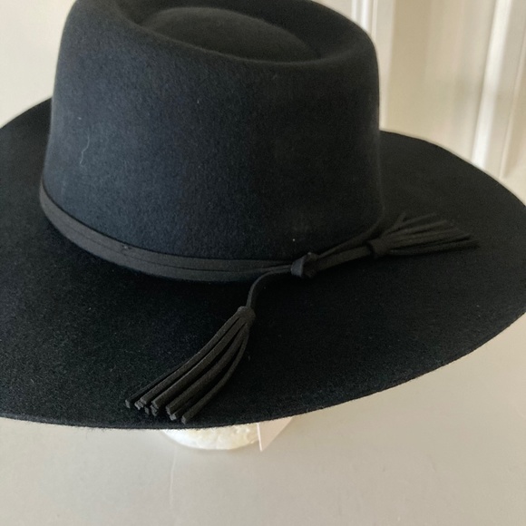 NWT Anthropologie Tasseled Black Wool Rancher Western Hat - Picture 9 of 11